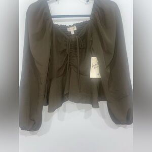 Free Kisses Women's Blouse in Dark Olive- PTP 14.5